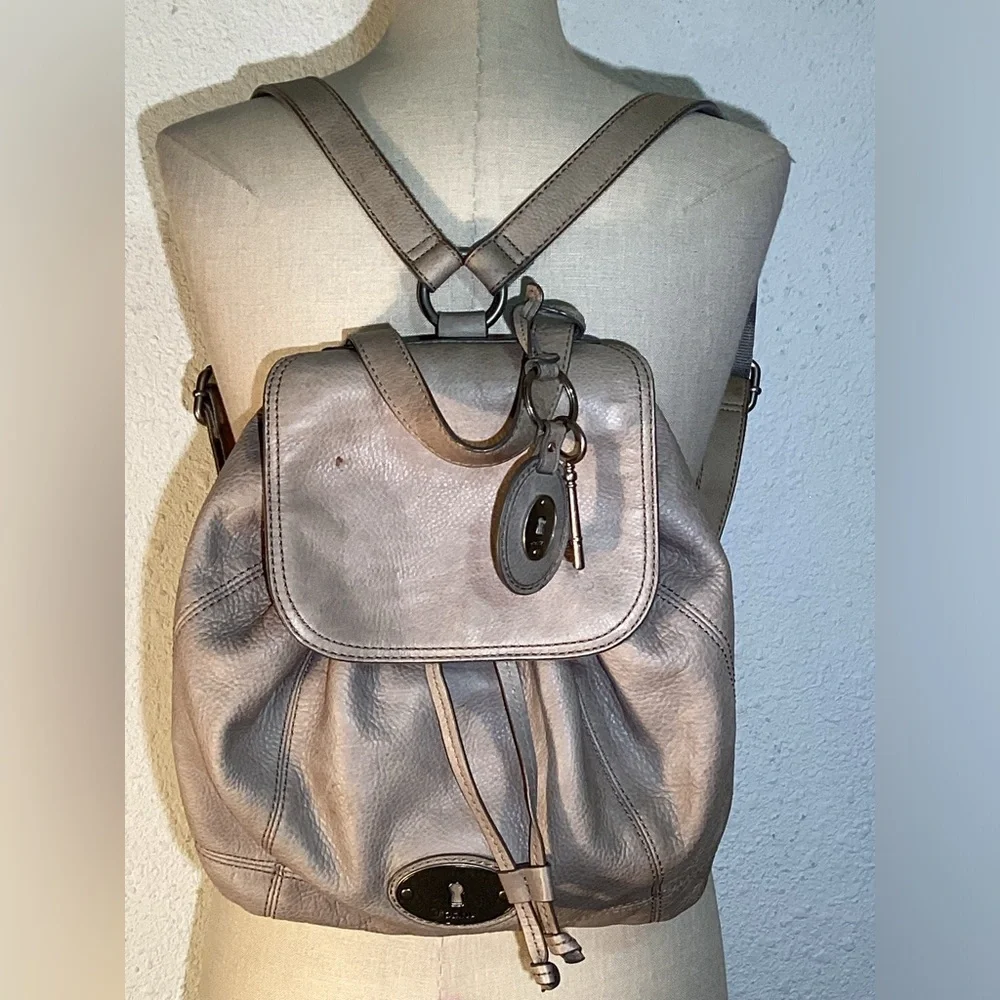 Grey leather Fossil Back Pack
